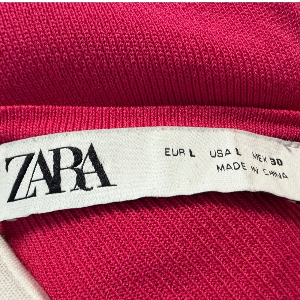 Zara Pink One Shoulder Cape Sleeve Knot Front Ribbed Knit Maxi Dress L 102-65 - Picture 3 of 16